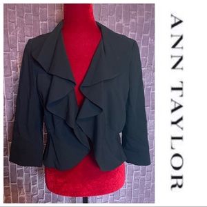 Black Ruffled Cropped Blazer